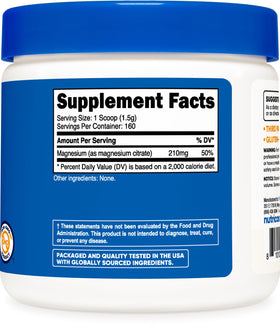 Nutricost Poudre de Citrate de Magnésium 250G vue de côté