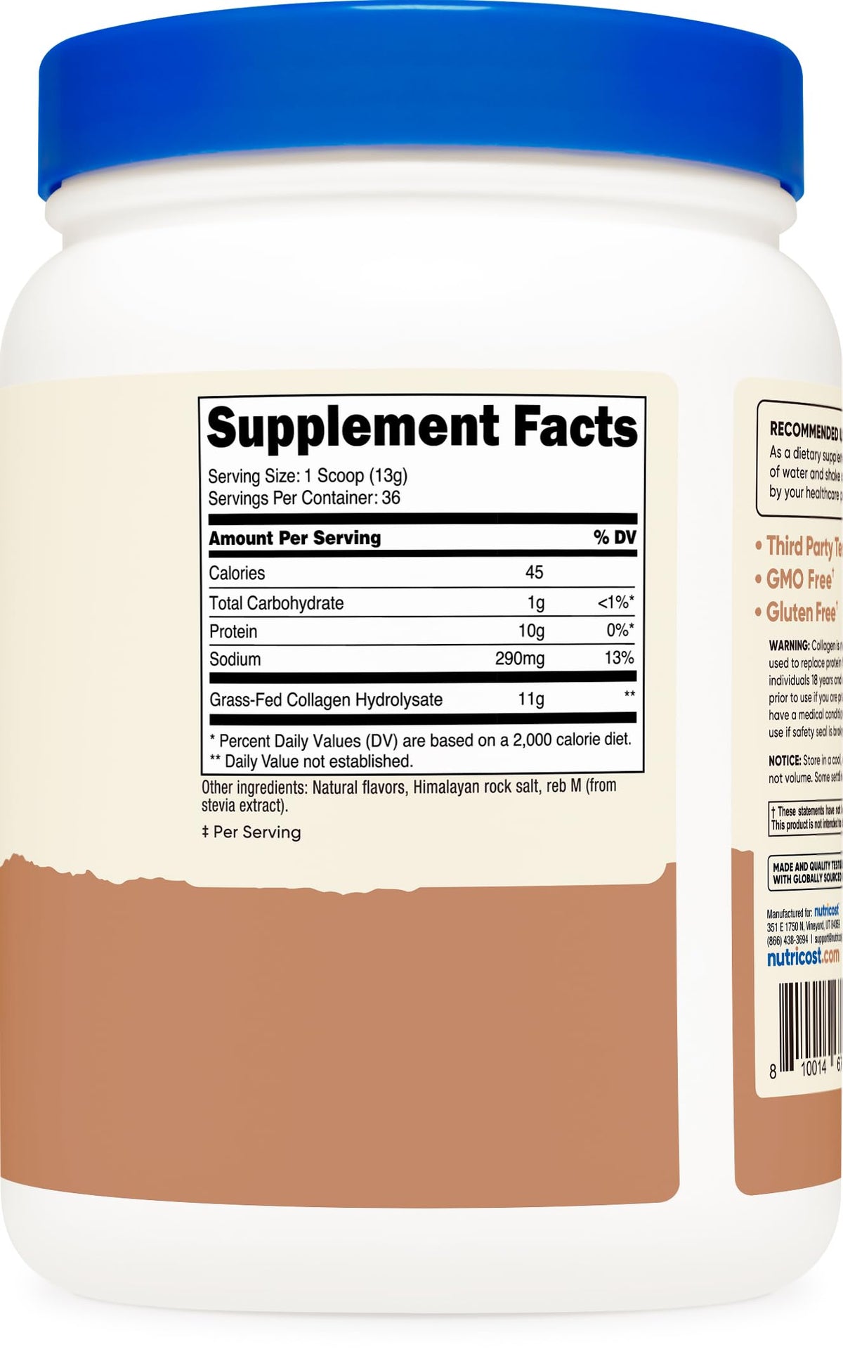 Nutricost Poudre de Collagène Caramel Salé, emballage
