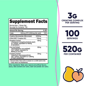 Nutricost Poudre de Créatine Monohydrate 100 Servings arrière avec détails des ingrédients