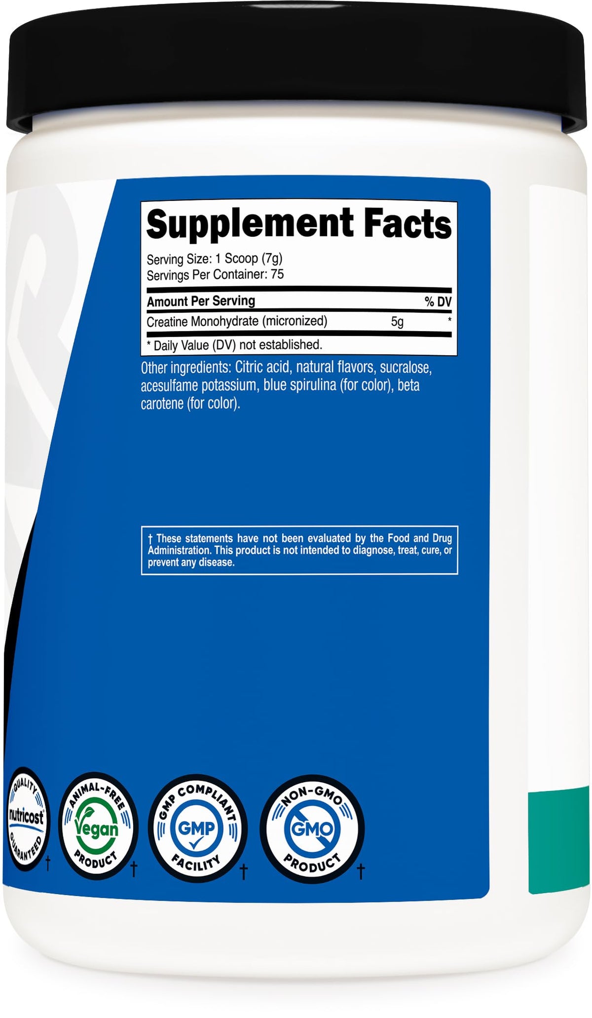 Nutricost Poudre de Créatine Monohydrate 500g emballage et contenu