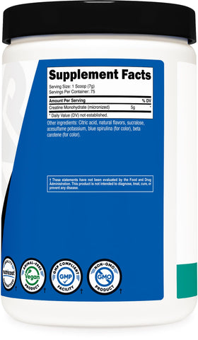 Nutricost Poudre de Créatine Monohydrate 500g emballage et contenu