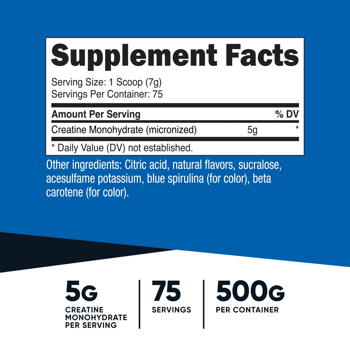 Nutricost Poudre de Créatine Monohydrate 500g étiquette et informations