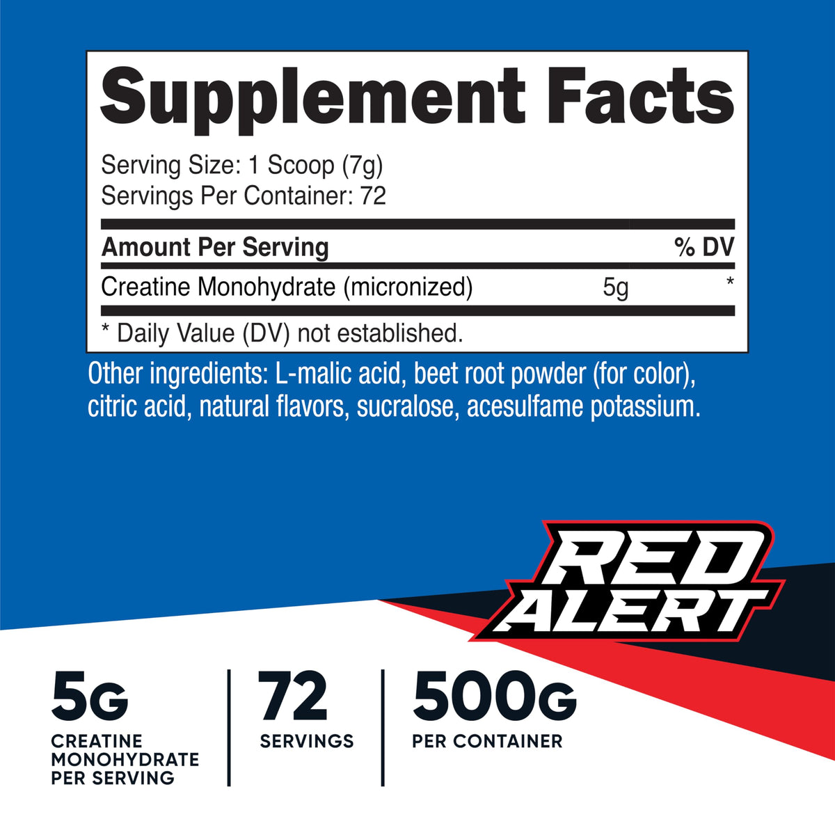 Nutricost Poudre de Créatine Monohydrate 500g Saveur Red Alert avec cuillère