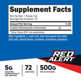 Nutricost Poudre de Créatine Monohydrate 500g Saveur Red Alert avec cuillère