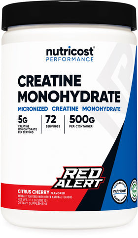 Nutricost Poudre de Créatine Monohydrate 500g Saveur Red Alert vue avant