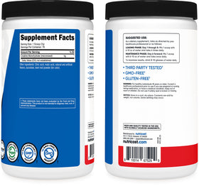 Nutricost Poudre de Créatine Monohydrate 500g sur une table avec des accessoires de fitness