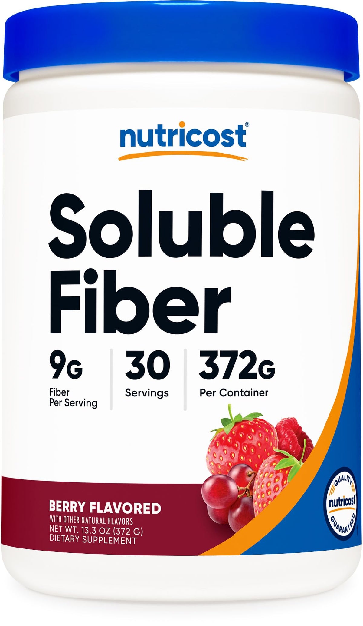 Nutricost Poudre de Fibre Soluble Saveur Baie 30 Portions vue avant