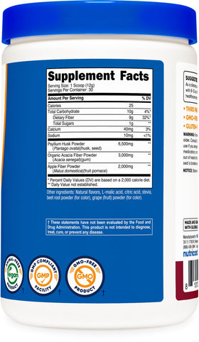 Nutricost Poudre de Fibre Soluble Saveur Baie 30 Portions vue de dessus