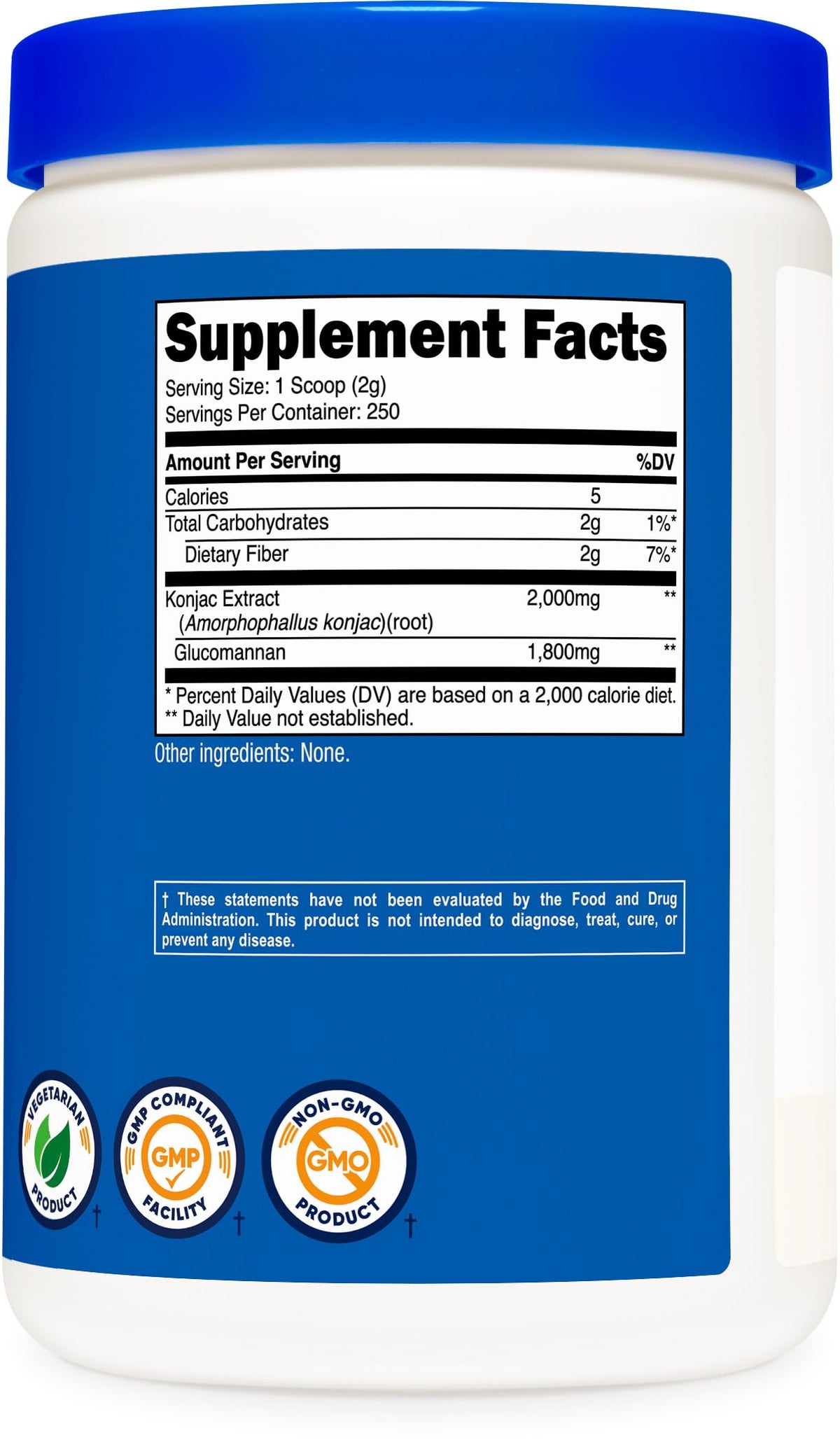 Nutricost Poudre de Glucomannane 500 g sur une table de cuisine