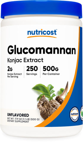 Nutricost Poudre de Glucomannane 500 g vue de face