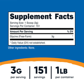 Nutricost Poudre de Glycine 454g contenant ouvert