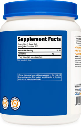 Nutricost Poudre de L-Glutamine 1 KG étiquette close-up