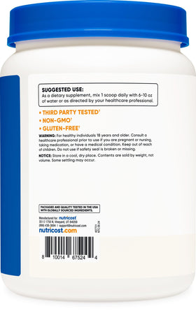 Nutricost Poudre de L-Glutamine 1 KG sur une table