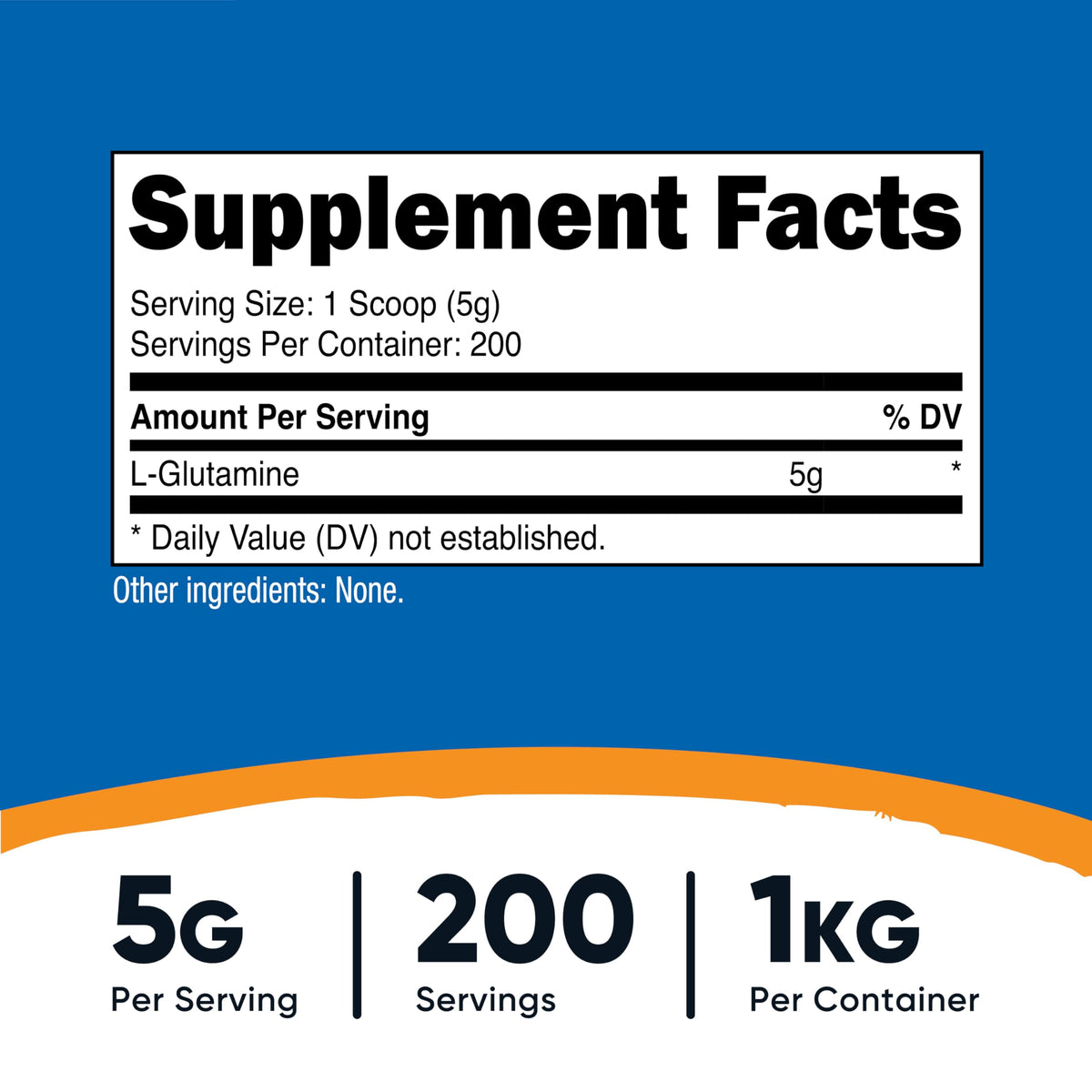 Nutricost Poudre de L-Glutamine 1 KG vue de côté