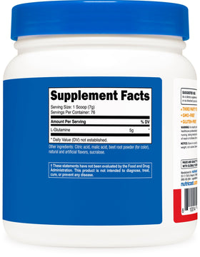 Nutricost Poudre de L-Glutamine 500 g Saveur Fruit Punch packaging