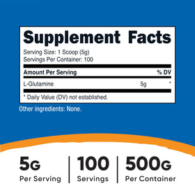 Nutricost Poudre de L-Glutamine 500G avec mesure