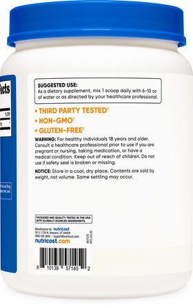 Nutricost Poudre de L-Lysine Pure 1KG sur une table