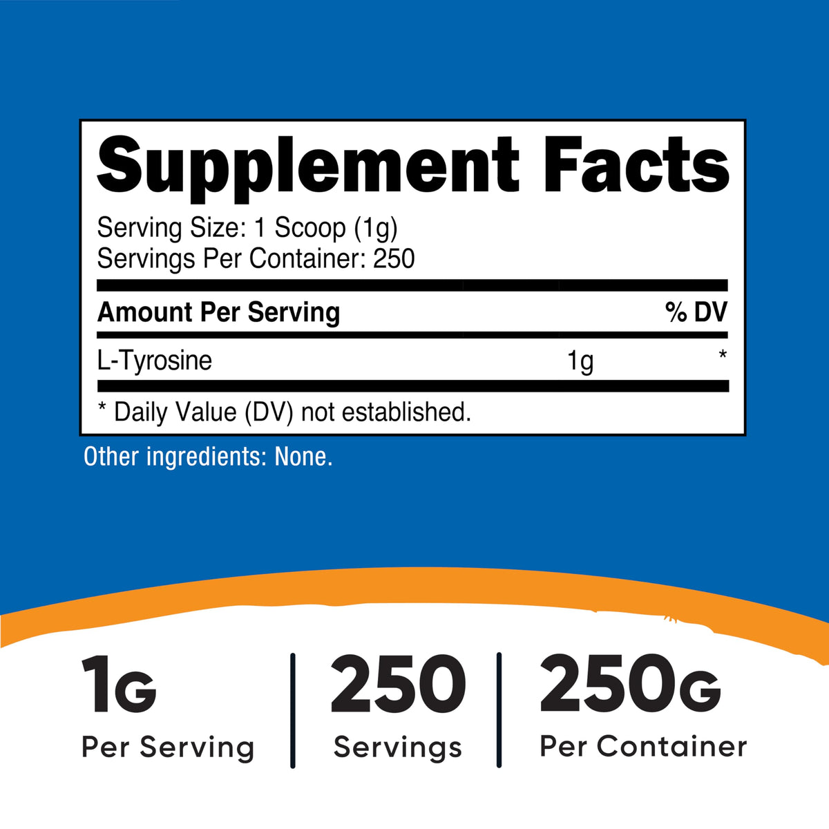 Nutricost Poudre de L-Tyrosine Pure 250g - étiquette et dosage