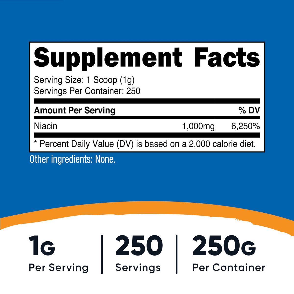 Nutricost Poudre de Niacine 250 g vue arrière