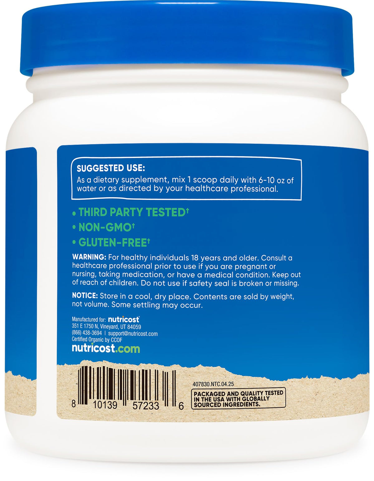 Nutricost Poudre de Racine de Maca Bio 550g en utilisation dans un smoothie