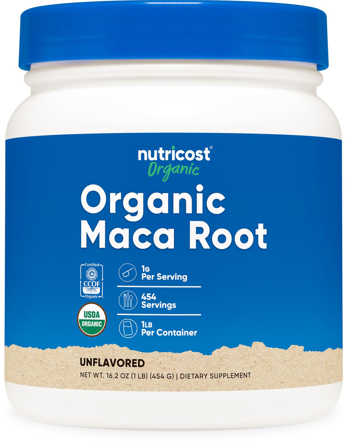 Nutricost Poudre de Racine de Maca Bio 550g vue de face
