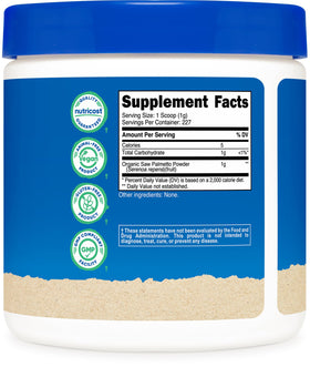 Nutricost Poudre de Saw Palmetto Bio 227g - vue de côté