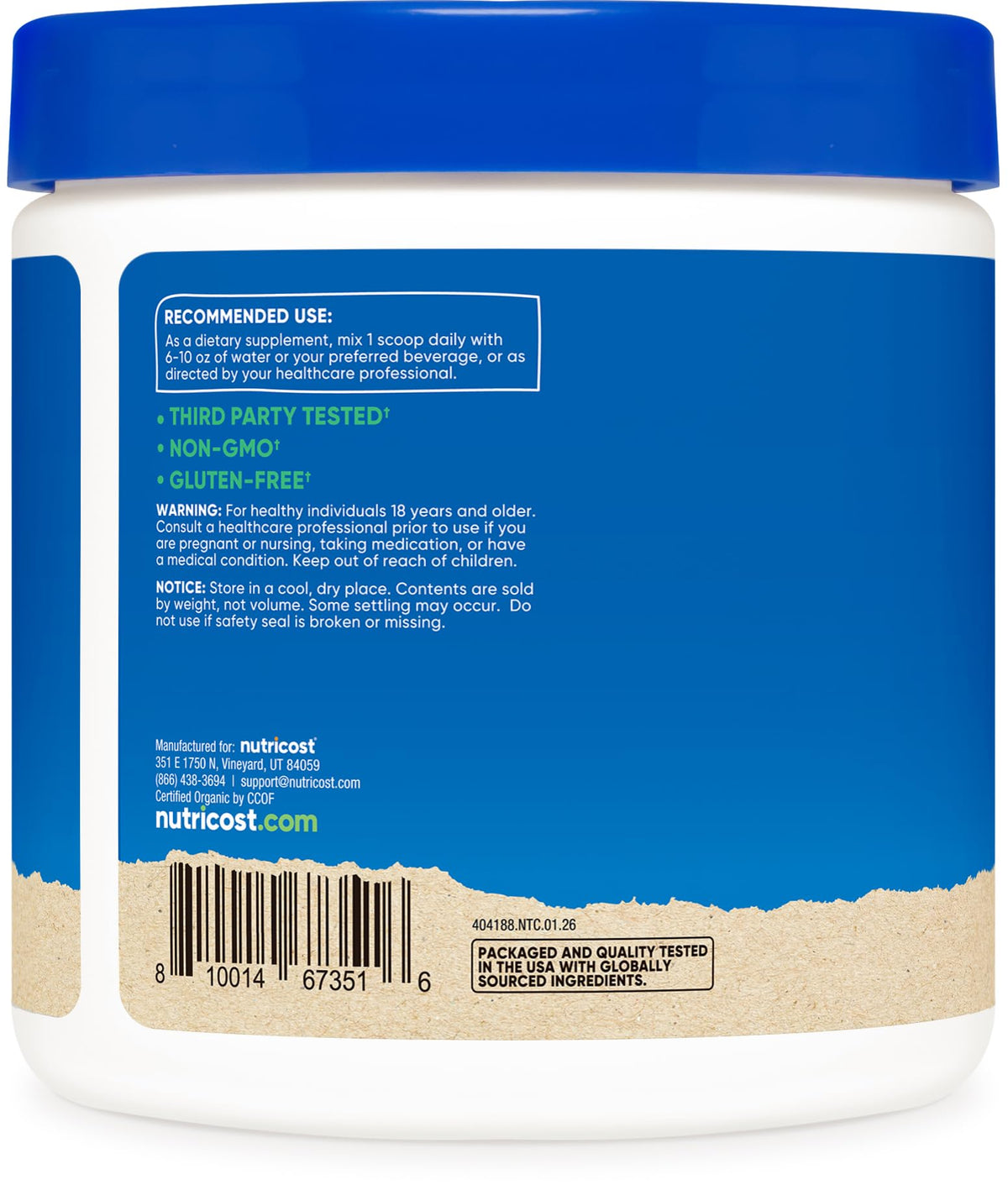 Nutricost Poudre de Saw Palmetto Bio sur une surface en bois