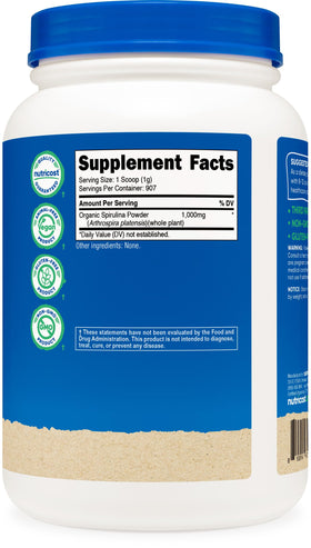 Nutricost Poudre de Spiruline Bio 1030g avec aliments santé
