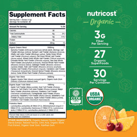 Nutricost Poudre de Super Greens Bio Saveur Orange emballage