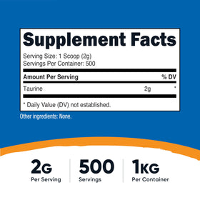 Nutricost Poudre de Taurine avec cuillère de 2g incluse