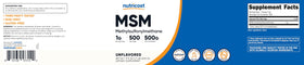 Nutricost Poudre Pure MSM 500g à côté d'autres compléments alimentaires