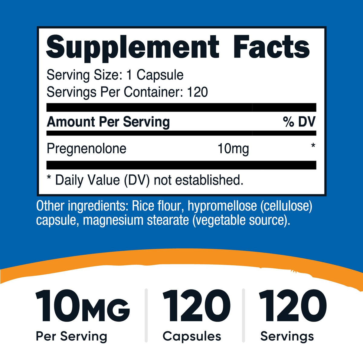 Nutricost Pregnenolone 10mg capsules végétales vue de près