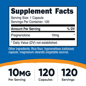 Nutricost Pregnenolone 10mg capsules végétales vue de près