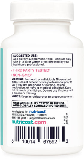 Nutricost Probiotique Femme étiquette du flacon