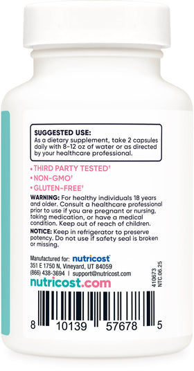 Nutricost Probiotique Vaginal Femme étiquette des ingrédients