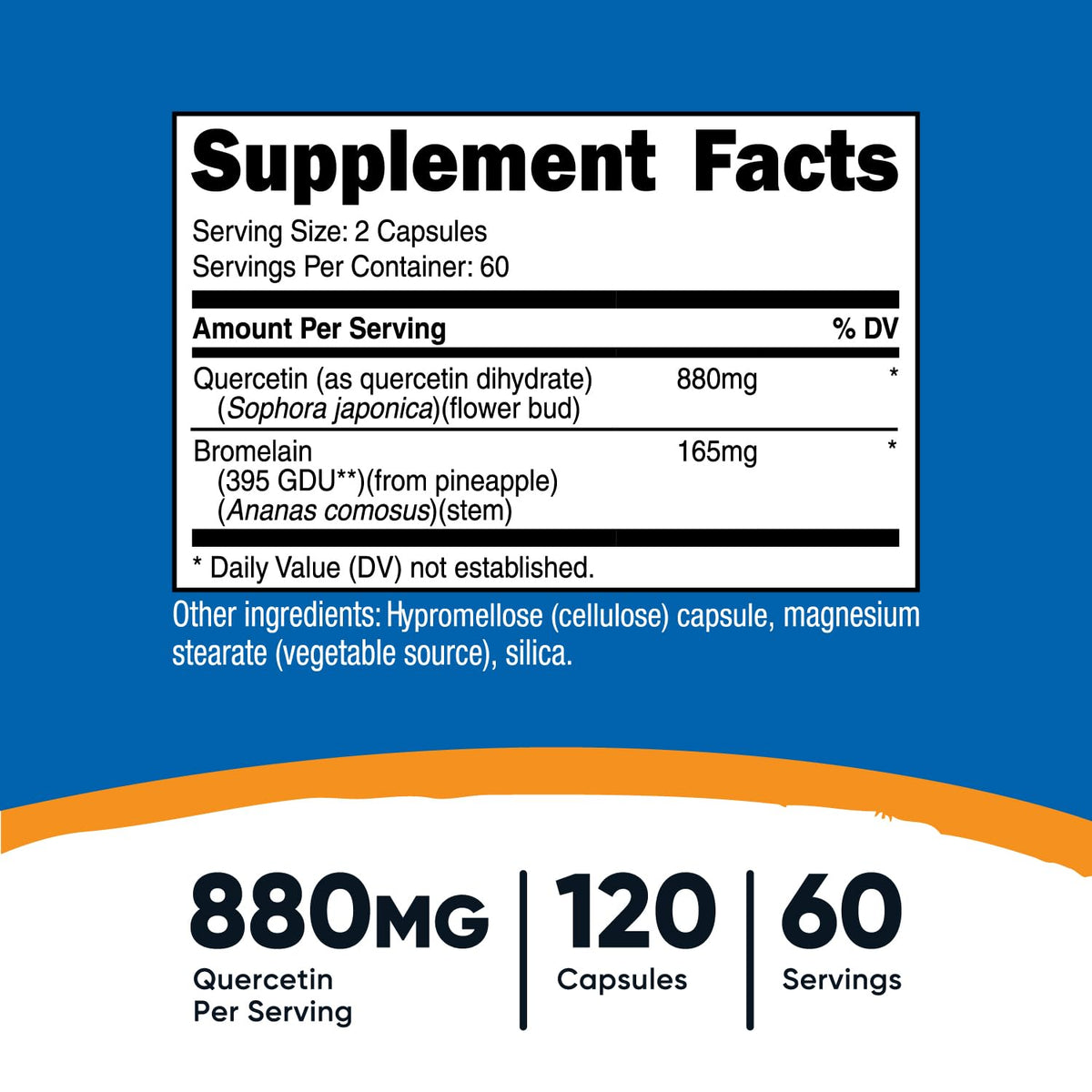 Nutricost Quercétine 880mg étiquette détaillée des ingrédients
