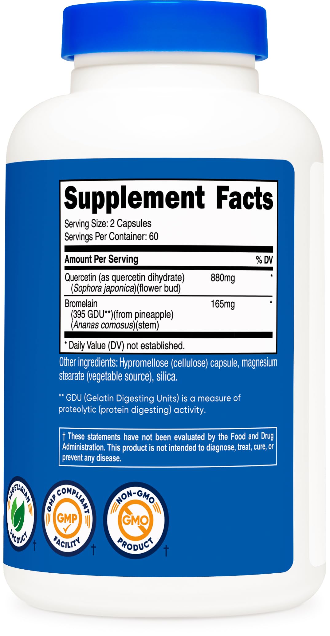 Nutricost Quercétine 880mg présentation sur fond blanc