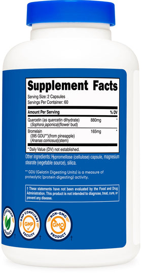 Nutricost Quercétine 880mg présentation sur fond blanc