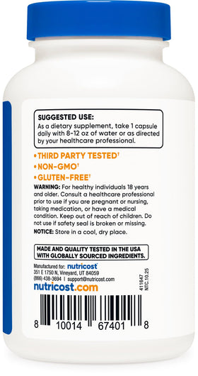 Nutricost R-Alpha Lipoic Acid étiquette du produit