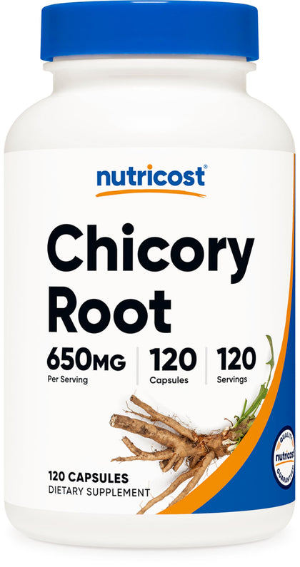 Nutricost Racine de Chicorée 650mg bouteille vue de face