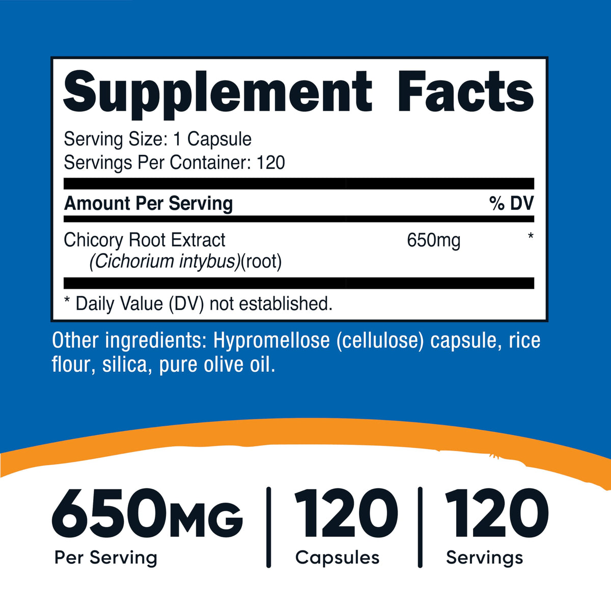 Nutricost Racine de Chicorée 650mg capsules végétales