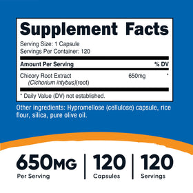 Nutricost Racine de Chicorée 650mg capsules végétales