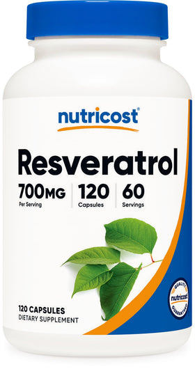 Nutricost Resveratrol 700mg 120 capsules végétales avec étiquette
