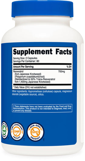 Nutricost Resveratrol 700mg avec arrière-plan nature