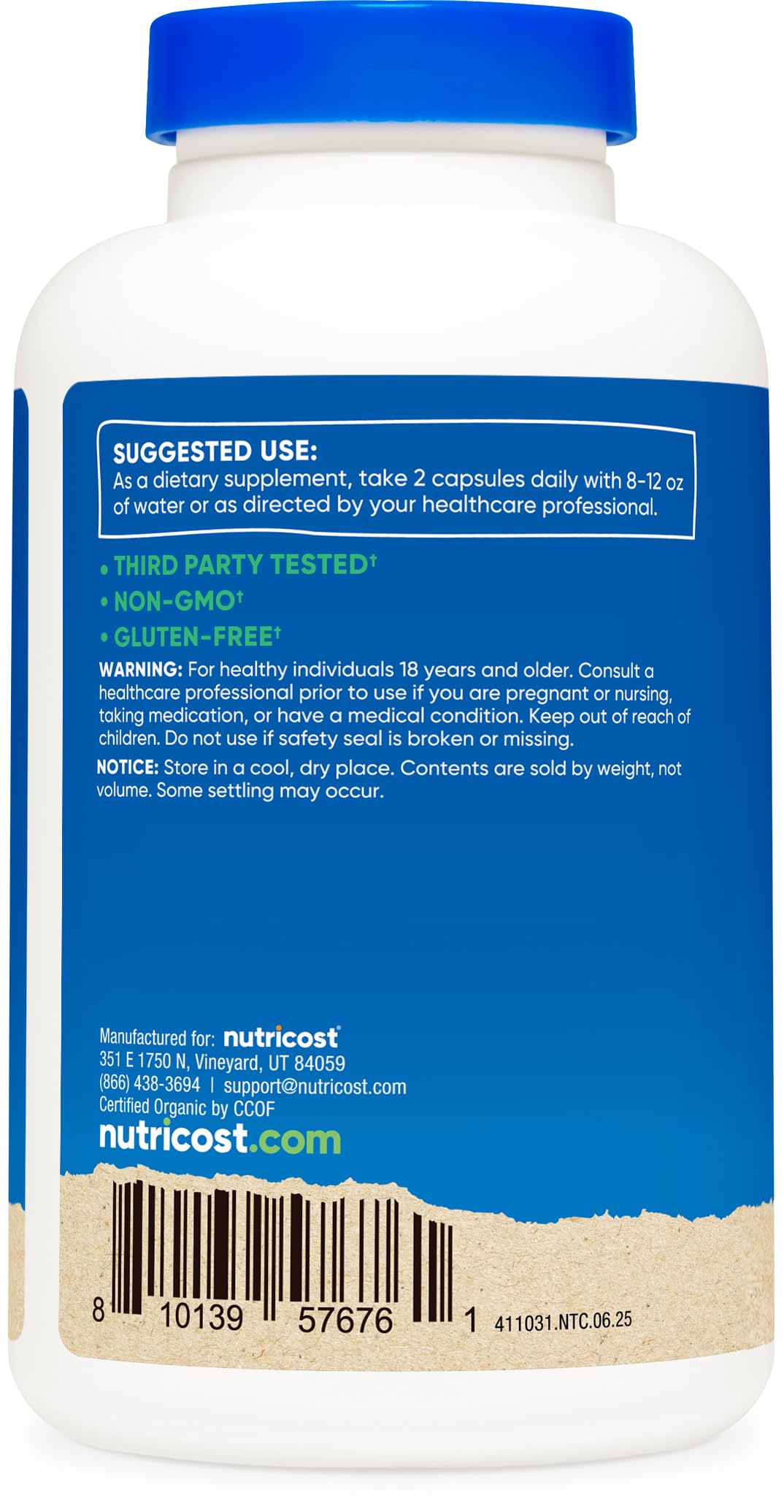 Nutricost Resvératrol Bio flacon ouvert avec capsules visibles
