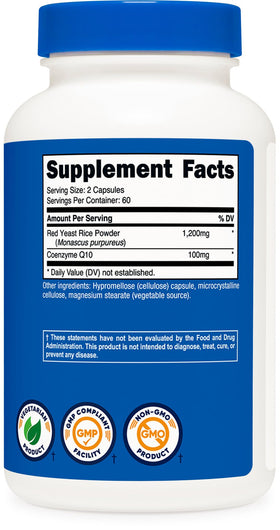 Nutricost Riz Rouge avec CoQ10 1300mg gélules sur table