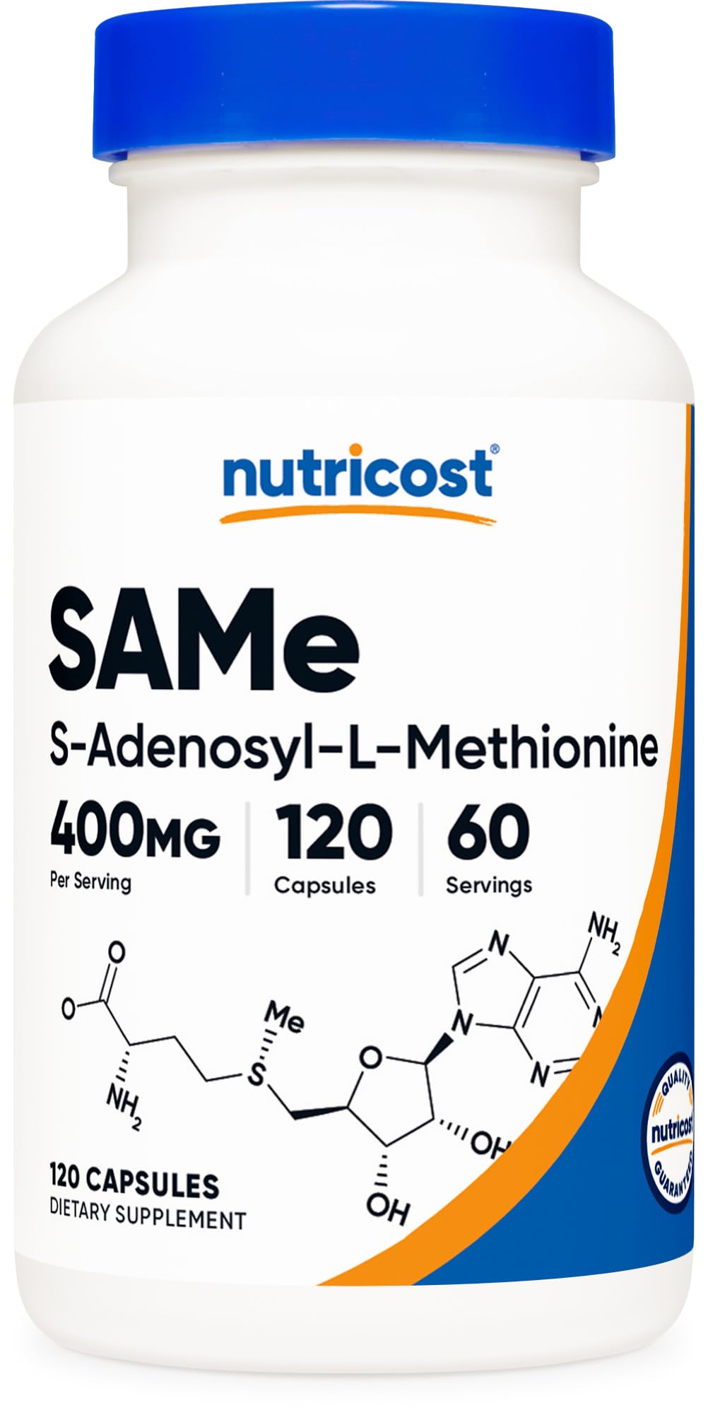 Nutricost SAM-e 400mg 120 capsules vue de face