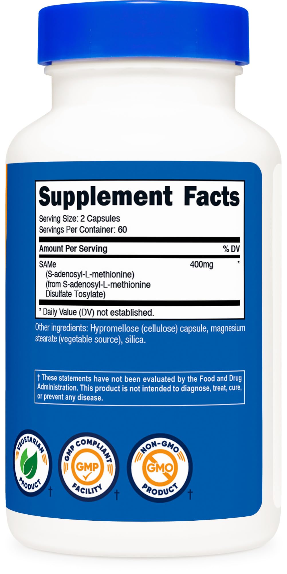 Nutricost SAM-e 400mg capsules sur une surface blanche