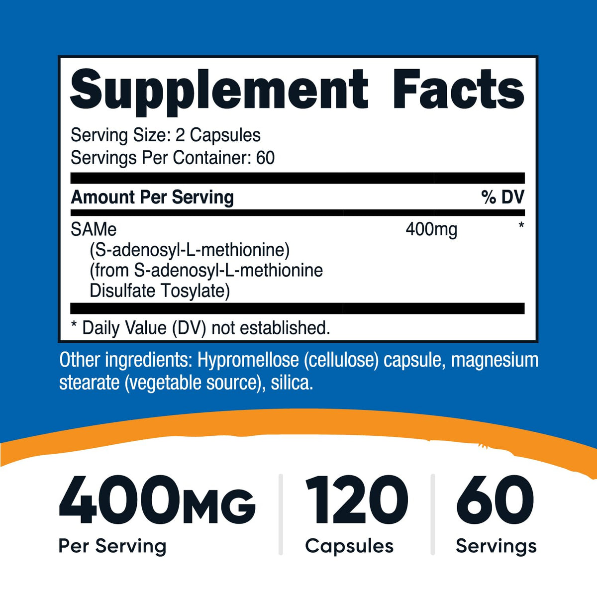 Nutricost SAM-e 400mg capsules végétales ouvertes