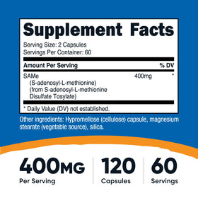 Nutricost SAM-e 400mg capsules végétales ouvertes